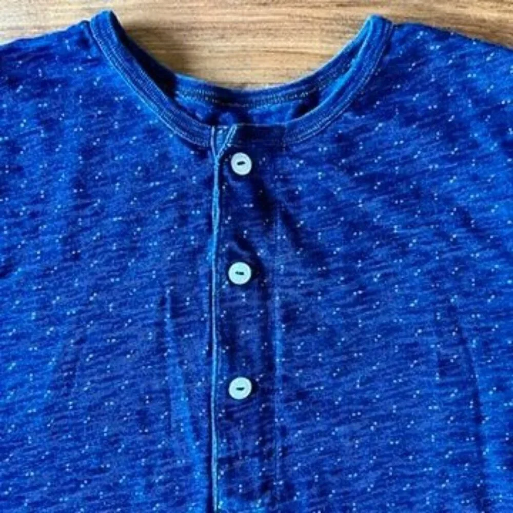 J. Crew Indigo Blue Dotted Short Sleeved Henley Shirt